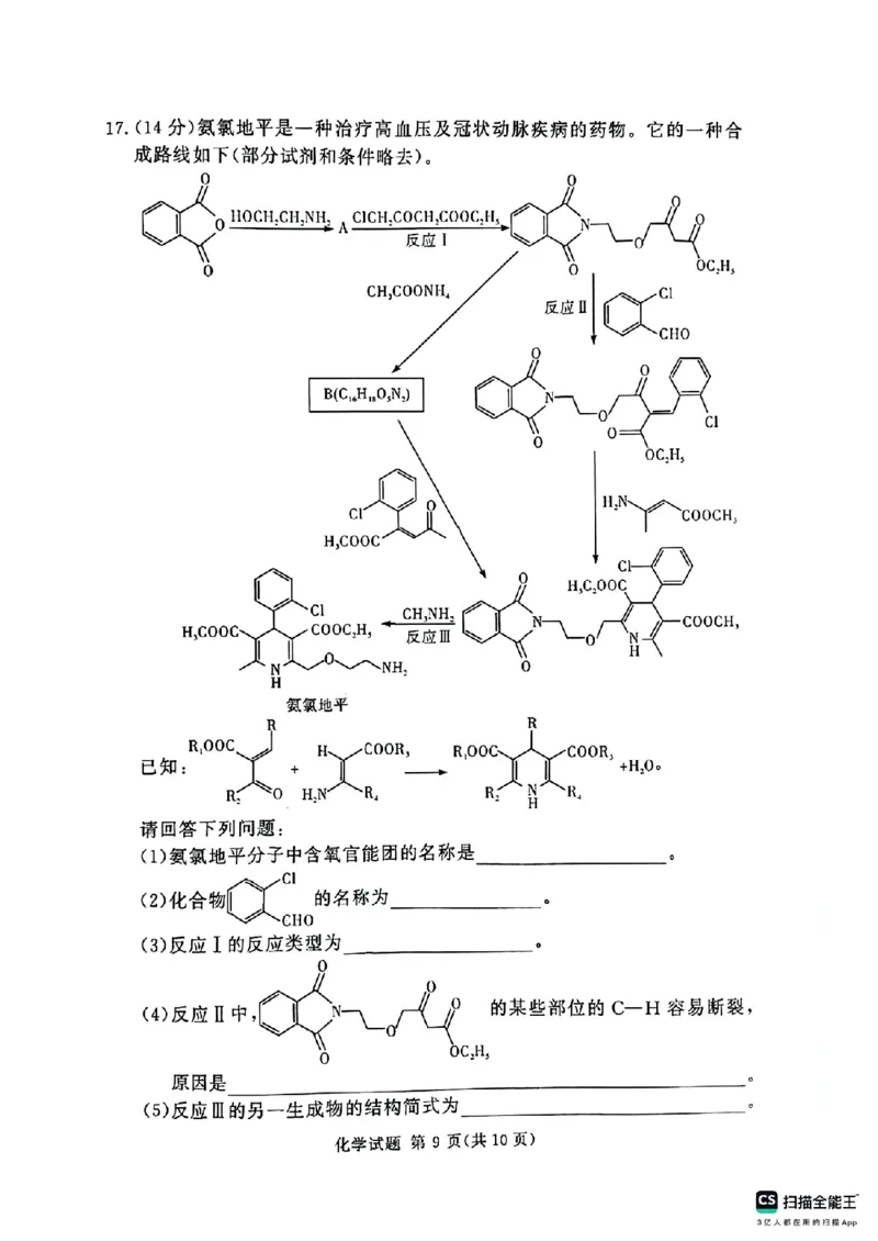 河南湘豫名校2024-2025学年高三上学期9月新高考适应性调研考试化学试题_2024-2025高三（6-6月题库）_2024年09月试卷_0928湘豫名校2024-2025学年高三上学期9月新高考适应性调研考试
