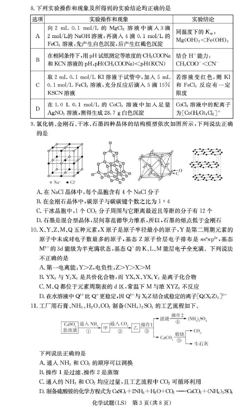 湖南省长沙市麓山国际实验学校2024-2025学年高二下学期第一次学情检测化学试卷（图片版，含答案）_2024-2025高二（7-7月题库）_2025年04月试卷(1)