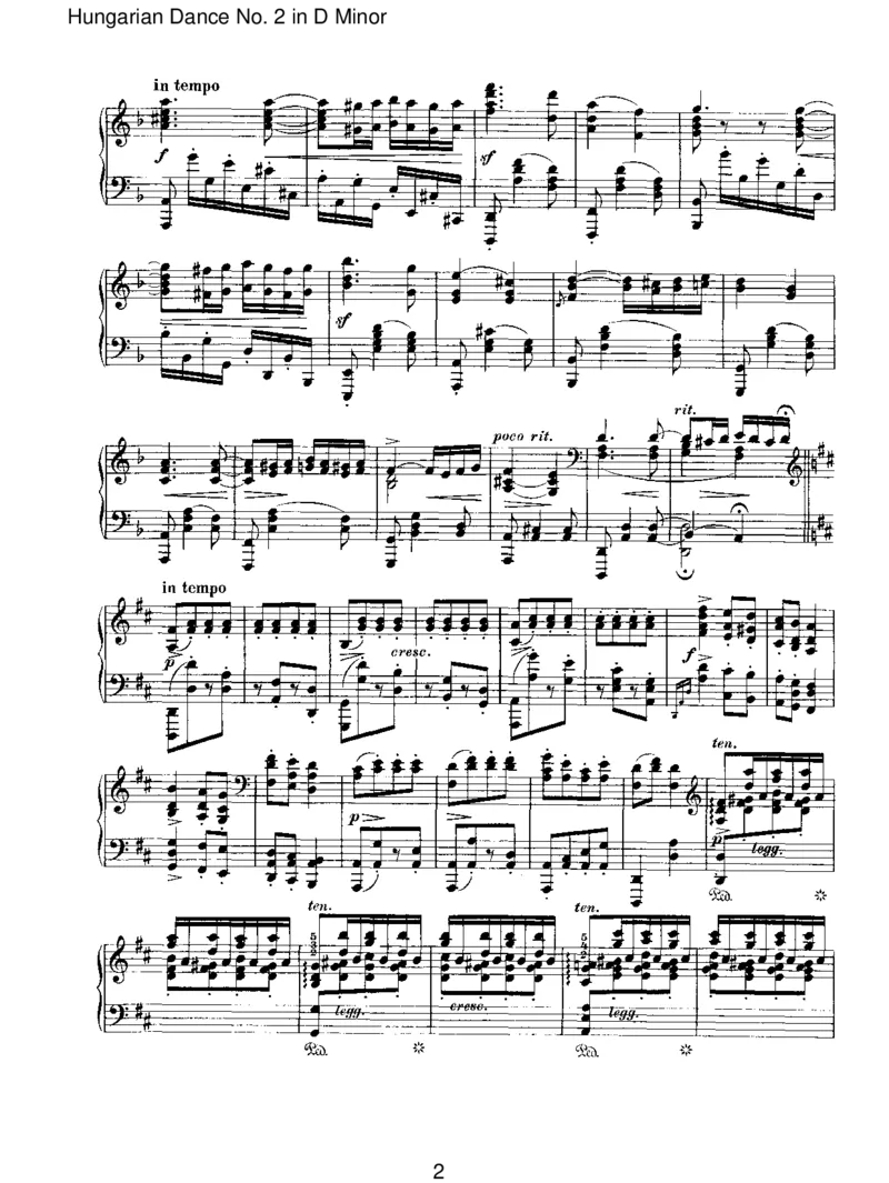 HungarianDanceNo.2inDMinor_一万首著名钢琴曲谱哈农贝多芬合集视频教学电子版高清无水印可打印_1古典钢琴知名音乐家谱_勃拉姆斯钢琴谱全集_IV.HungarianDancesforSoloPiano