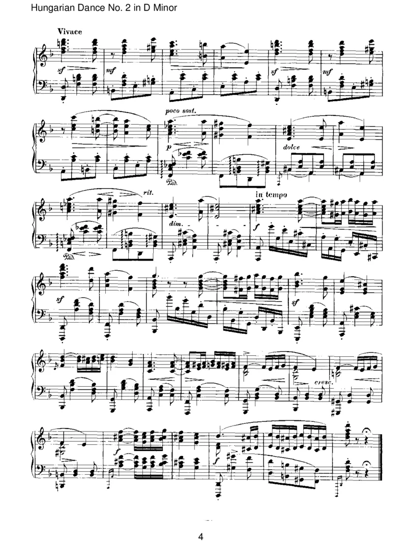 HungarianDanceNo.2inDMinor_一万首著名钢琴曲谱哈农贝多芬合集视频教学电子版高清无水印可打印_1古典钢琴知名音乐家谱_勃拉姆斯钢琴谱全集_IV.HungarianDancesforSoloPiano