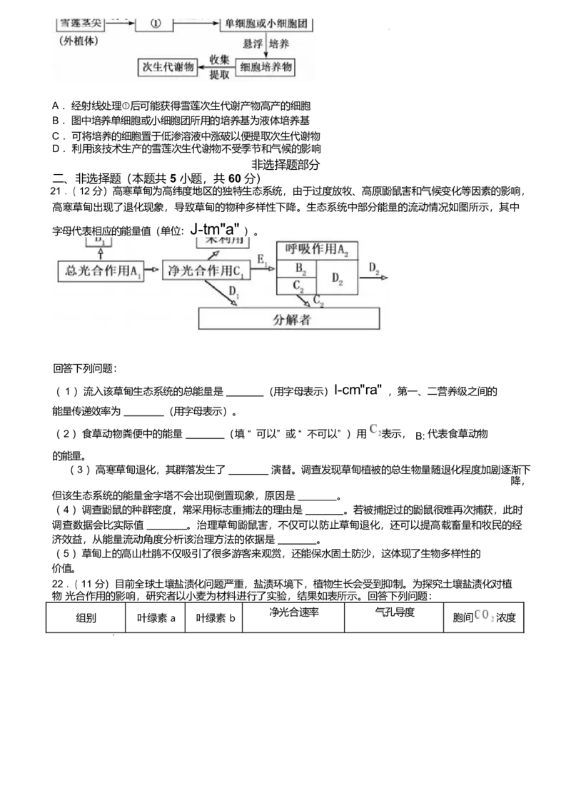 浙江省七彩阳光新高考研究联盟2024-2025学年高二下学期期中联考试题生物Word版含答案_2024-2025高二（7-7月题库）_2025年05月试卷