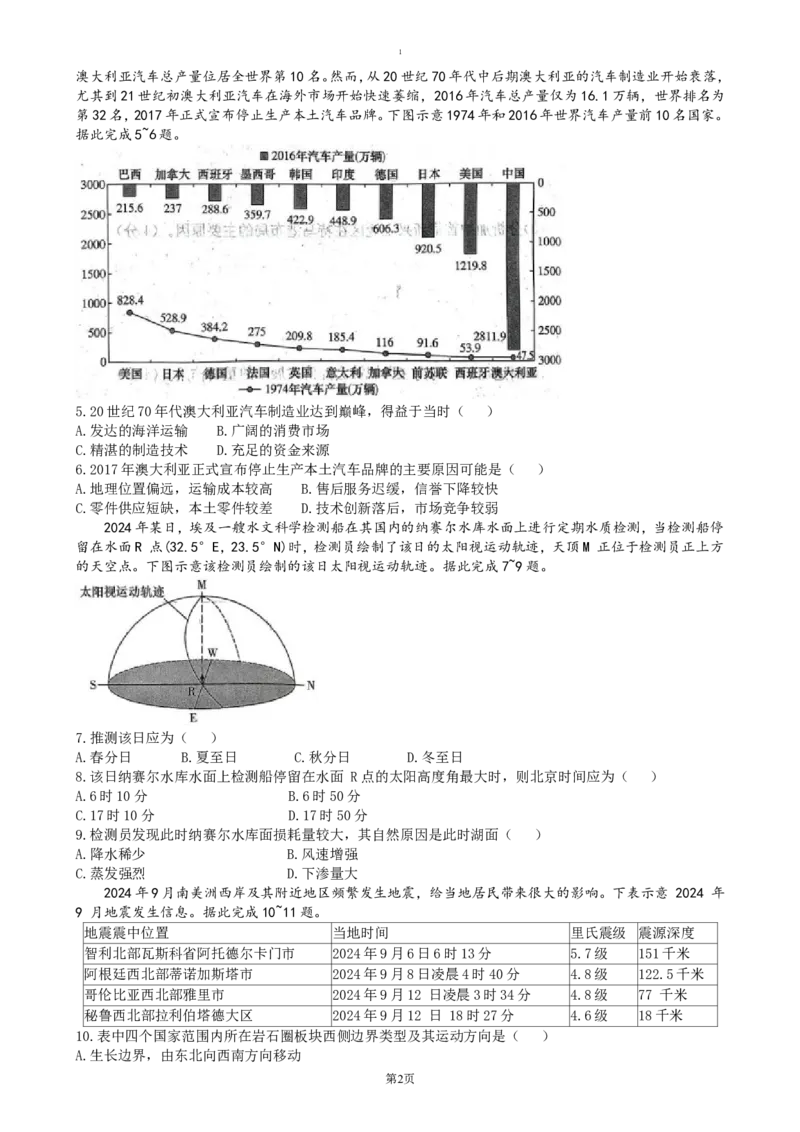湖南省炎德英才名校联合体2024-2025学年高二上学期期末质量检测考试地理试题（含答案）_2024-2025高二（7-7月题库）_2025年01月试卷