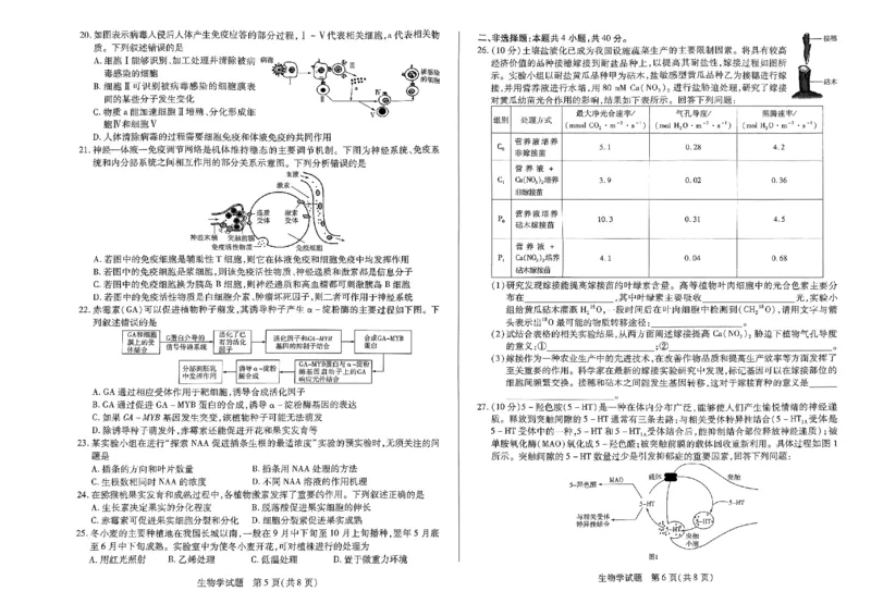 扫描件_生物试卷(1)_2023年11月_0211月合集_2024届河南省天一大联考高三上学期阶段性测试（三）（11月）_河南省天一大联考2024届高三上学期阶段性测试（三）（11月）生物