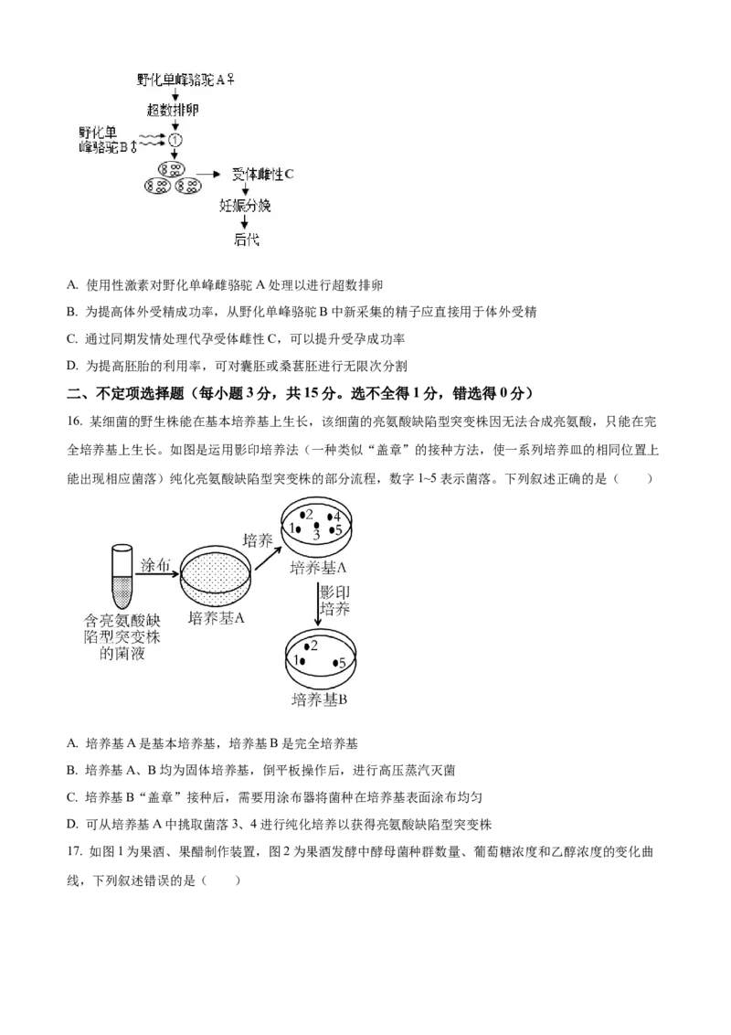 山东省枣庄市滕州市实验高级中学2024-2025学年高二下学期3月月考生物试题（原卷版）_2024-2025高二（7-7月题库）_2025年04月试卷(1)