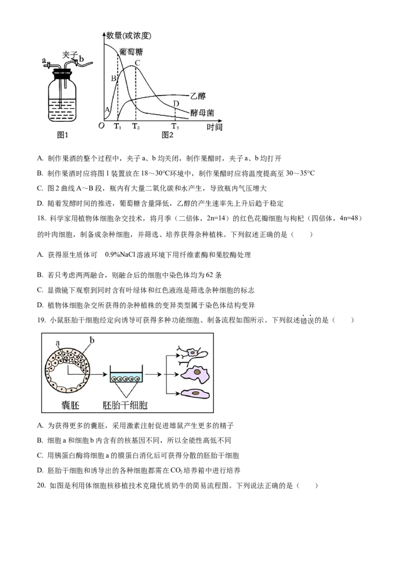 山东省枣庄市滕州市实验高级中学2024-2025学年高二下学期3月月考生物试题（原卷版）_2024-2025高二（7-7月题库）_2025年04月试卷(1)