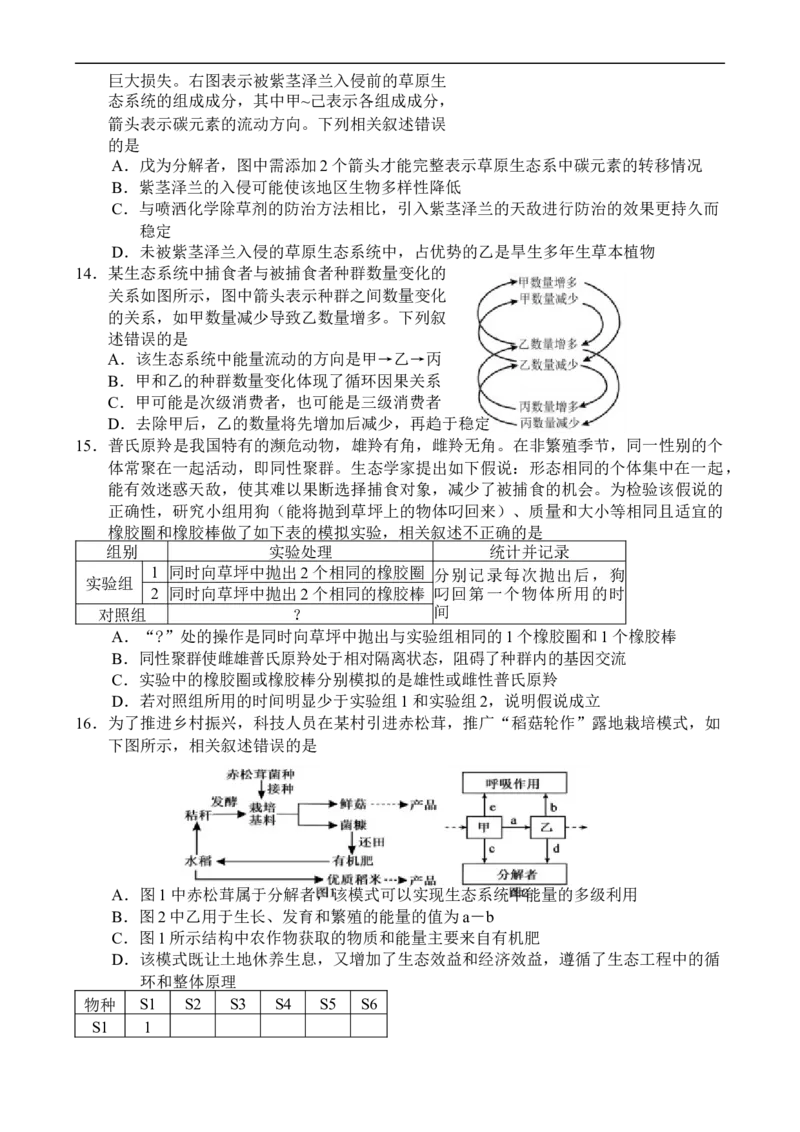 天津市五区县重点校2024-2025学年高二上学期1月期末联考生物试卷（含答案）_2024-2025高二（7-7月题库）_2025年02月试卷_0202天津市五区县重点校2024-2025学年高二上学期1月期末联考试题