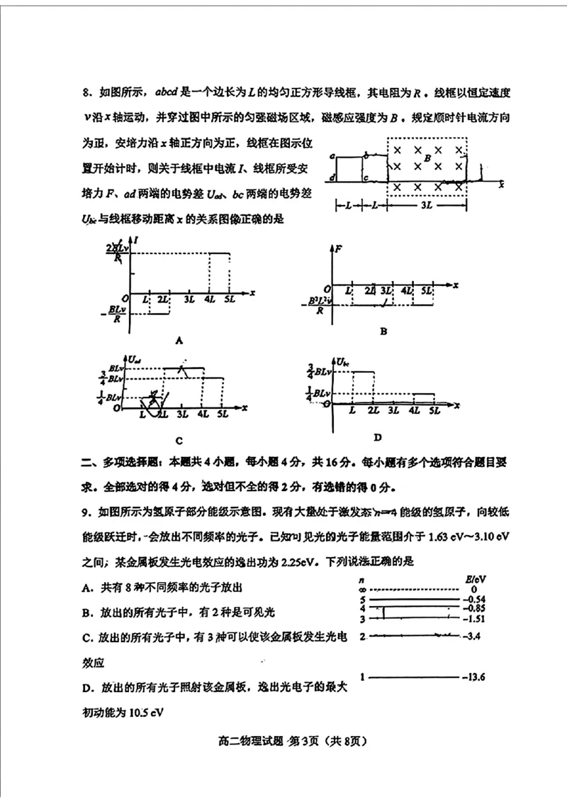 山东省淄博市2023-2024学年度第二学期高二教学质量检测+物理_2024-2025高二（7-7月题库）_2024年07月试卷_0712山东省淄博市2023-2024学年度第二学期高二期末质量检测