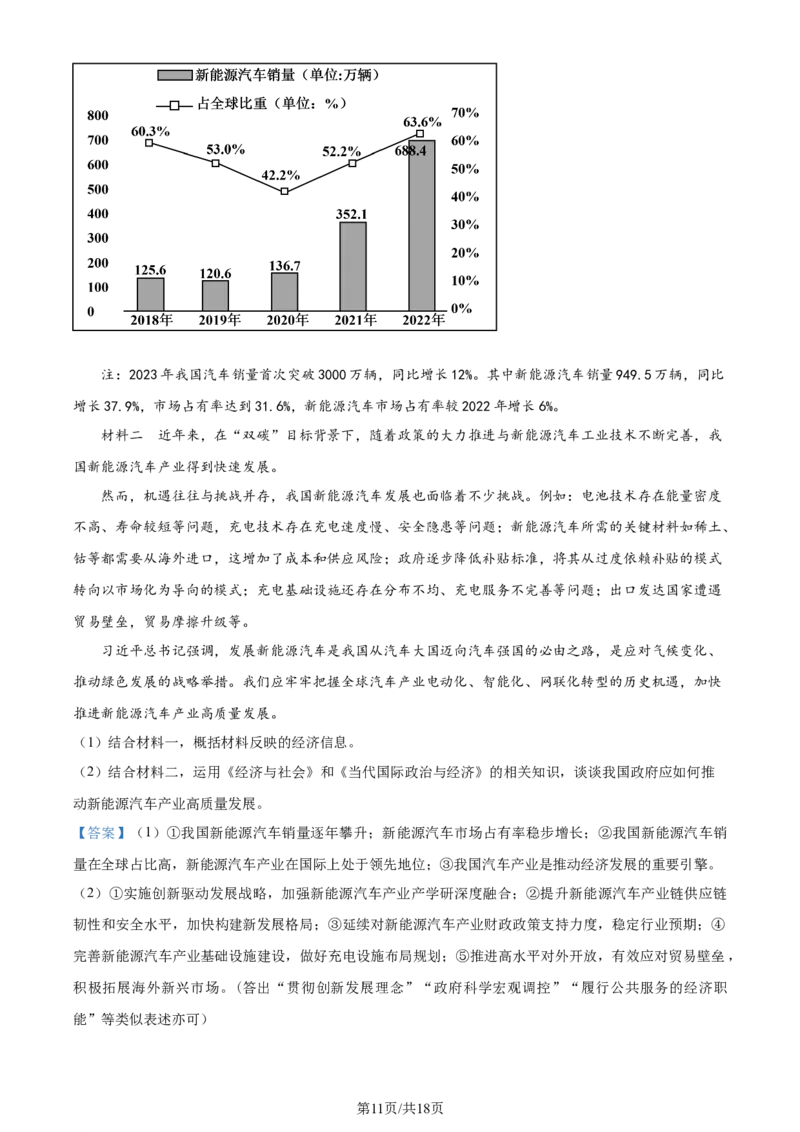 精品解析：2024届湖南省天壹名校联盟高三下学期考前仿真联考（二）政治试题（解析版）_2024年5月_01按日期_23号_2024届湖南省炎德英才高三5月考前仿真联考二