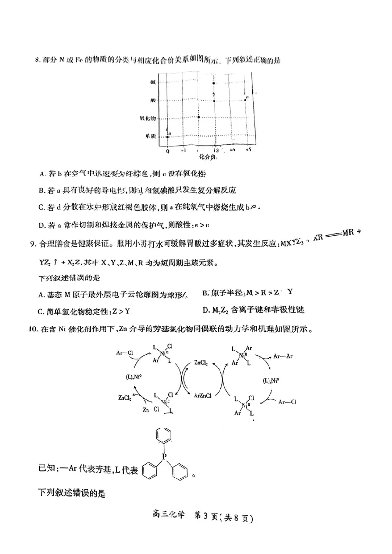 江西省稳派上进联考2025届高三11月阶段检测考试化学_2024-2025高三（6-6月题库）_2024年11月试卷_1124江西省稳派上进联考2025届高三11月阶段检测考试（全科）