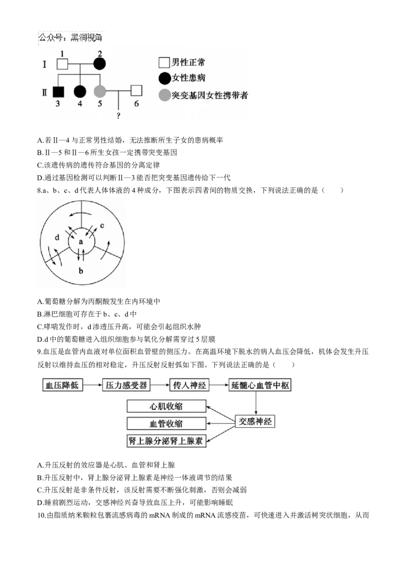 山东省德州市2024-2025学年高三上学期开学考试生物试题（含答案）_2024-2025高三（6-6月题库）_2024年09月试卷_0904山东省德州市2025届高三上学期开学考(优高联考)