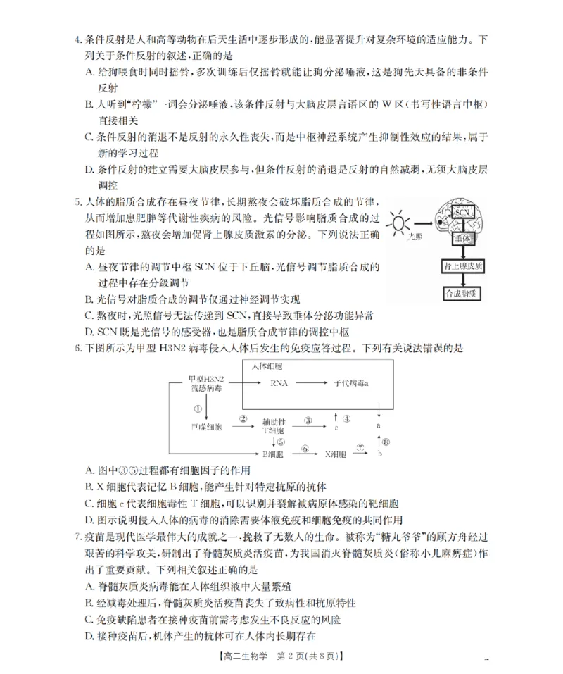 湖南省2025-2026学年高二上学期12月联考（26-201B）生物_2024-2025高二（7-7月题库）_2026年1月高二_260120金太阳&middot;湖南省2025-2026学年高二上学期12月联考（26-201B）（全）