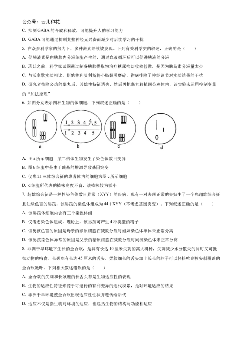 海南省海南中学2024-2025学年高二上学期11月期中考试生物Word版含解析_2024-2025高二（7-7月题库）_2024年11月试卷_1118海南省海南中学2024-2025学年高二上学期11月期中考试