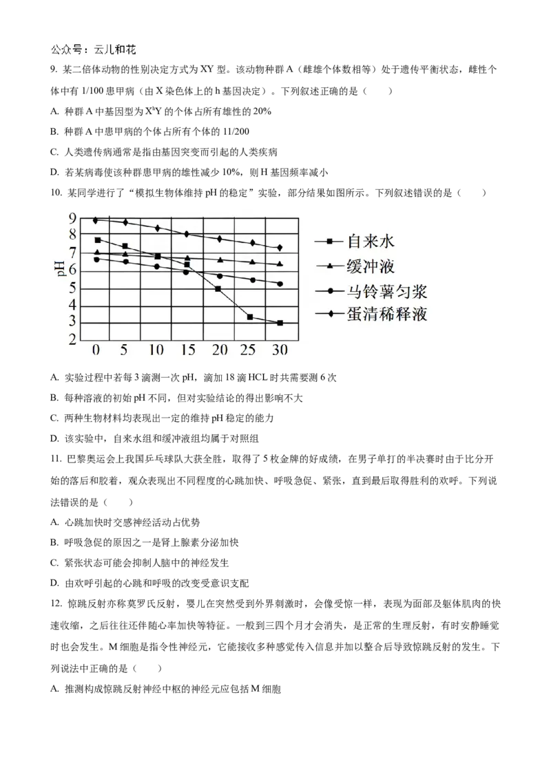 海南省海南中学2024-2025学年高二上学期11月期中考试生物Word版含解析_2024-2025高二（7-7月题库）_2024年11月试卷_1118海南省海南中学2024-2025学年高二上学期11月期中考试