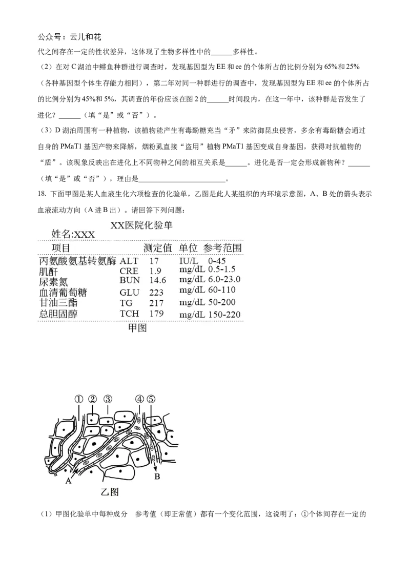 海南省海南中学2024-2025学年高二上学期11月期中考试生物Word版含解析_2024-2025高二（7-7月题库）_2024年11月试卷_1118海南省海南中学2024-2025学年高二上学期11月期中考试