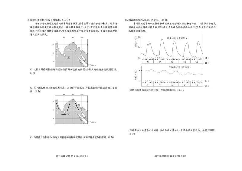 山东新高考联合质量测评高三10月联考试题地理试卷_2024-2025高三（6-6月题库）_2024年10月试卷_1012山东新高考联合质量测评高三10月联考试题