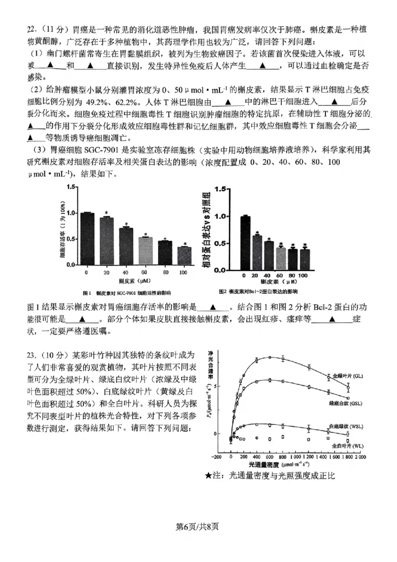 浙江省名校协作体2024-2025学年高二下学期联考生物试卷_2024-2025高二（7-7月题库）_2025年03月试卷_0307浙江省名校协作体2024-2025学年高二下学期联考