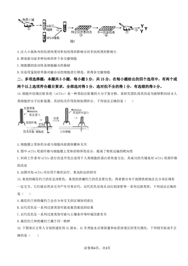 邯郸市2024届高三年级保温试题-生物_2024年5月_01按日期_23号_2024届河北省邯郸市高三下学期5月保温试题_2024届河北省邯郸市高三下学期5月保温试题生物试卷
