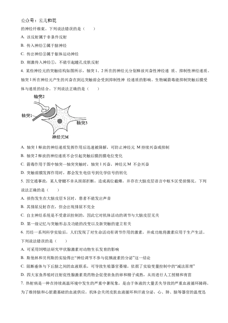山东省聊城市2024-2025学年高二上学期11月期中生物试题Word版无答案_2024-2025高二（7-7月题库）_2024年12月试卷_1202山东省聊城市2024-2025学年高二上学期11月期中考试