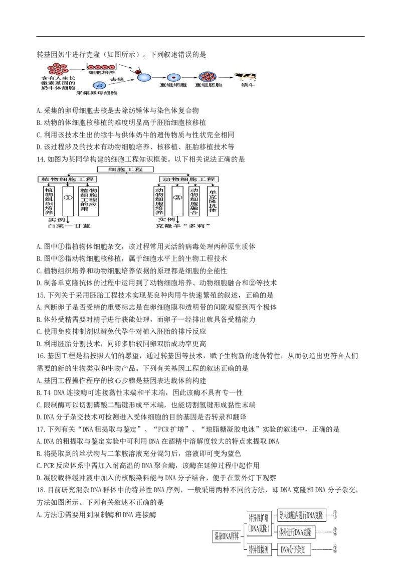 四川省绵阳南山中学实验学校2024-2025学年高二下学期5月期中生物试卷（有答案）_2024-2025高二（7-7月题库）_2025年6月试卷_0609四川省绵阳南山中学实验学校2024-2025学年高二下学期5月期中