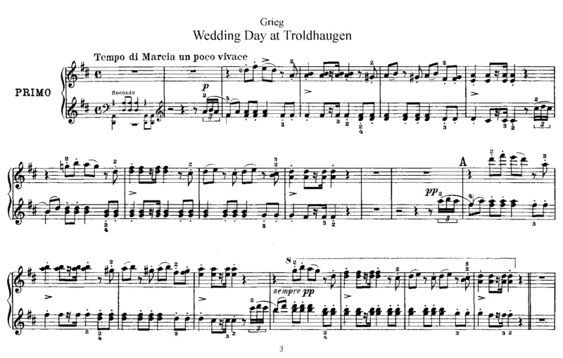 WeddingDayatTroldhaugen(4Hands)_一万首著名钢琴曲谱哈农贝多芬合集视频教学电子版高清无水印可打印_1古典钢琴知名音乐家谱_格里格钢琴谱全集_四手联弹