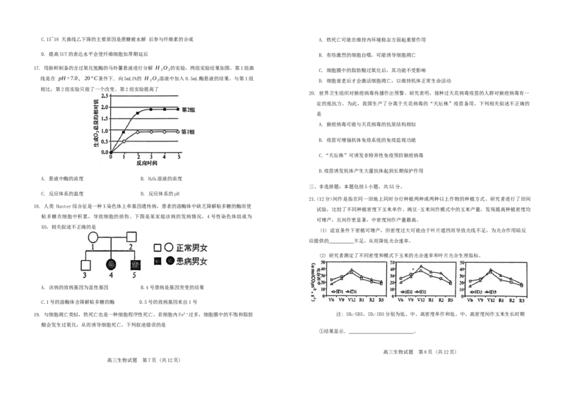 山东省泰安市肥城市2024-2025学年高三上学期开学考试生物试题+答案_2024-2025高三（6-6月题库）_2024年09月试卷_0916山东省泰安市肥城市2024-2025学年高三上学期开学考试
