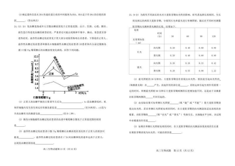山东省泰安市肥城市2024-2025学年高三上学期开学考试生物试题+答案_2024-2025高三（6-6月题库）_2024年09月试卷_0916山东省泰安市肥城市2024-2025学年高三上学期开学考试