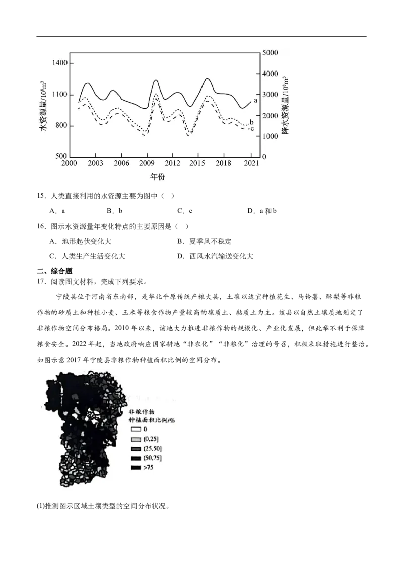 河南省焦作市普通高中2024-2025学年高二下学期期中考试地理Word版含答案_2024-2025高二（7-7月题库）_2025年6月试卷_0609河南省焦作市普通高中2024-2025学年高二下学期期中考试
