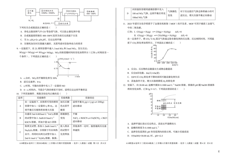 化学（C卷）A10联盟＆宿州十三校2024级高二上学期11月期中质量检测化学（人教版）c_2025年11月高二试卷_251124安徽省A10联盟＆宿州十三校2024级高二上学期11月期中质量检测（全）