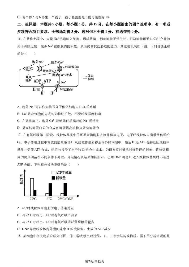 精品解析：辽宁省大连市金州高级中学2023-2024学年高三上学期期中生物试题（原卷版）(1)_2023年11月_0211月合集_2024届辽宁省大连市金州高级中学高三上学期期中考试