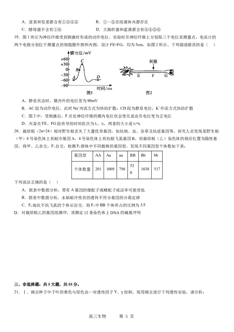 辽宁省实验中学2023-2024学年度高考适应性测试（二）生物_2024年3月_02按日期_16号_2024届辽宁省实验中学高考适应性测试（二）
