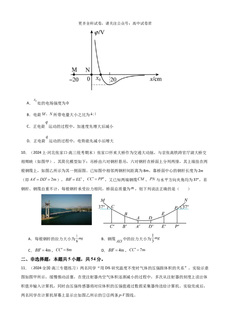 物理（九省联考考后提升卷，江西）（原卷版）_2024年4月_其他_2024年1月新&ldquo;九省联考&rdquo;考后提升卷（原卷+解析）_2024年1月&ldquo;九省联考&rdquo;物理真题完全解读与考后提升