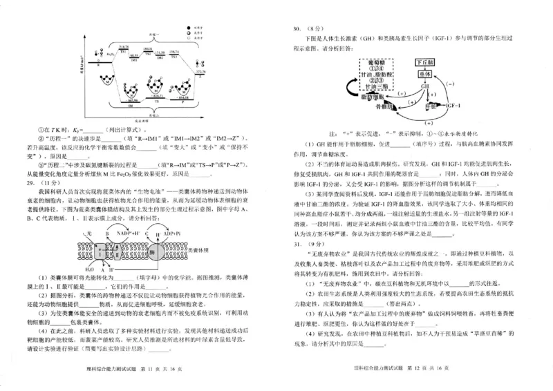 理综试卷_2024年3月_013月合集_2024届四川省大数据精准教学联盟2024届高三第一次统一监测_2024届四川省大数据精准教学联盟高三数据采集统一模拟预测理综试题