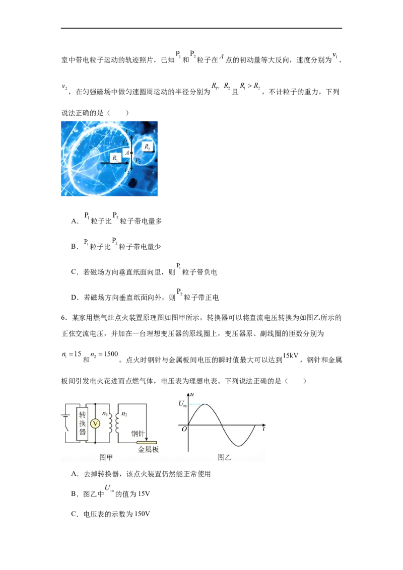 河南省驻马店市省级示范性高中2024-2025学年高二下学期3月联考物理试题（含解析）_2024-2025高二（7-7月题库）_2025年04月试卷(1)