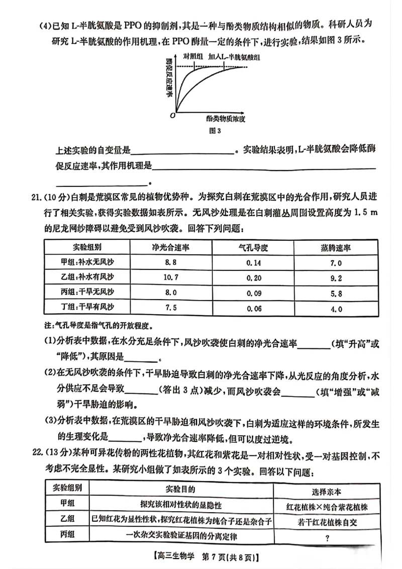 河北省2024-2025学年高三年级上学期9月份考试生物试题_2024-2025高三（6-6月题库）_2024年09月试卷_09282024-2025学年河北省金太阳高三年级上学期9月份考试（25-35C）