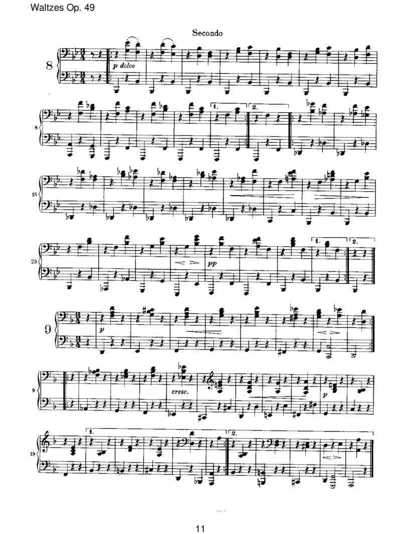 WaltzesOp.39_一万首著名钢琴曲谱哈农贝多芬合集视频教学电子版高清无水印可打印_1古典钢琴知名音乐家谱_勃拉姆斯钢琴谱全集_VI.PianoWorksforFourHands