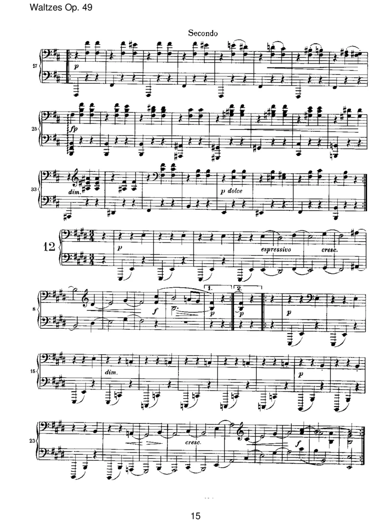 WaltzesOp.39_一万首著名钢琴曲谱哈农贝多芬合集视频教学电子版高清无水印可打印_1古典钢琴知名音乐家谱_勃拉姆斯钢琴谱全集_VI.PianoWorksforFourHands