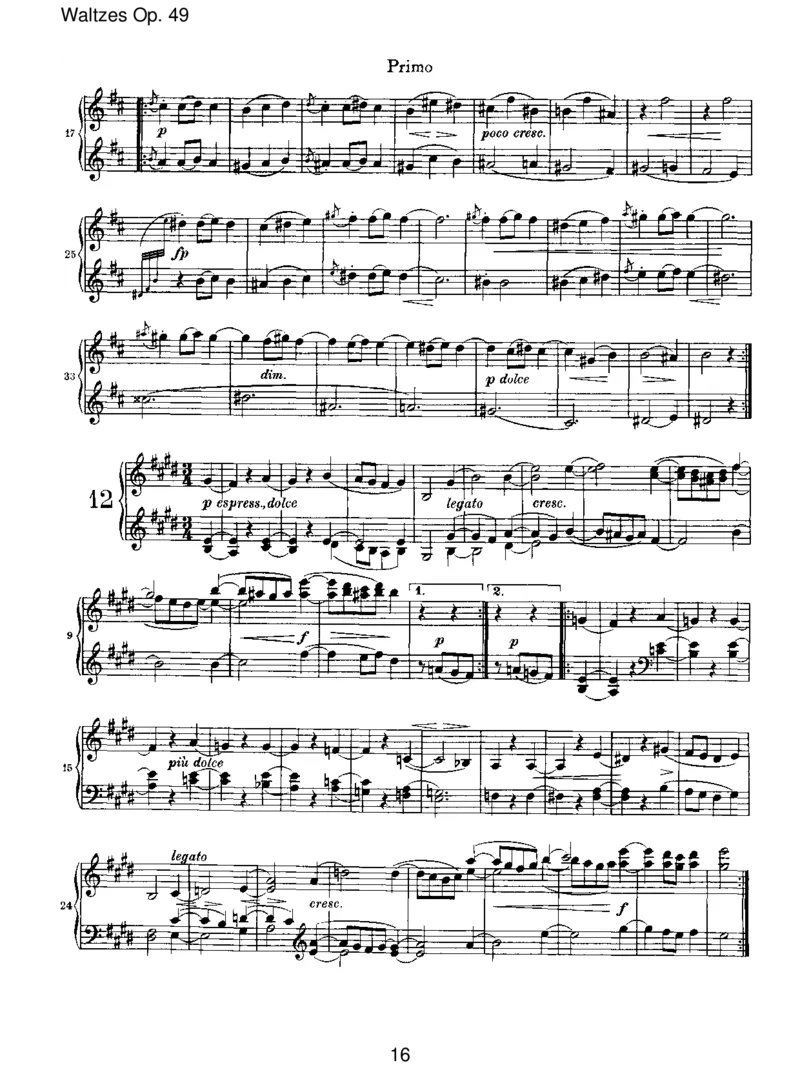 WaltzesOp.39_一万首著名钢琴曲谱哈农贝多芬合集视频教学电子版高清无水印可打印_1古典钢琴知名音乐家谱_勃拉姆斯钢琴谱全集_VI.PianoWorksforFourHands