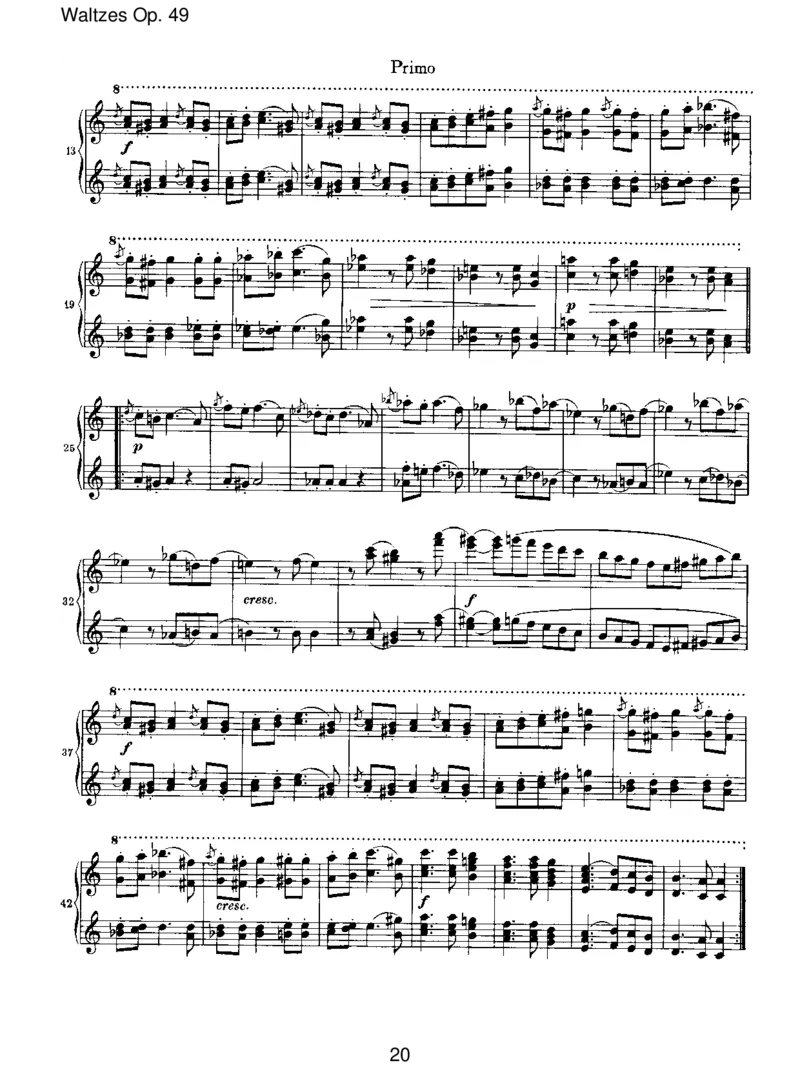 WaltzesOp.39_一万首著名钢琴曲谱哈农贝多芬合集视频教学电子版高清无水印可打印_1古典钢琴知名音乐家谱_勃拉姆斯钢琴谱全集_VI.PianoWorksforFourHands