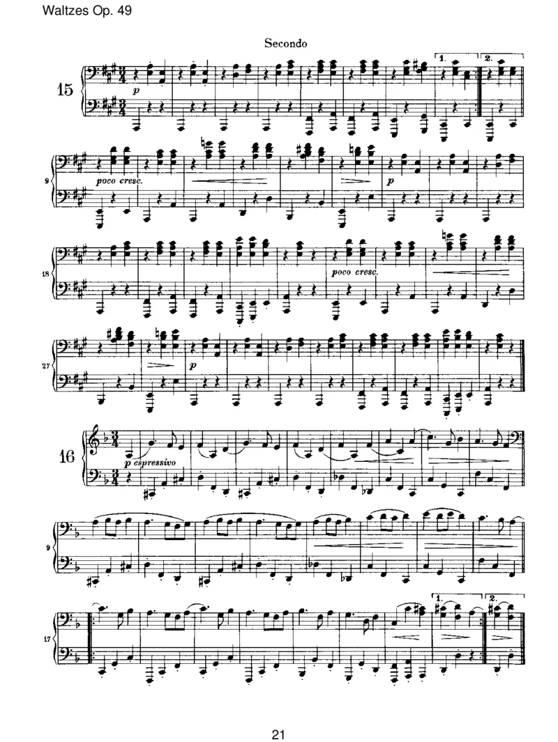 WaltzesOp.39_一万首著名钢琴曲谱哈农贝多芬合集视频教学电子版高清无水印可打印_1古典钢琴知名音乐家谱_勃拉姆斯钢琴谱全集_VI.PianoWorksforFourHands