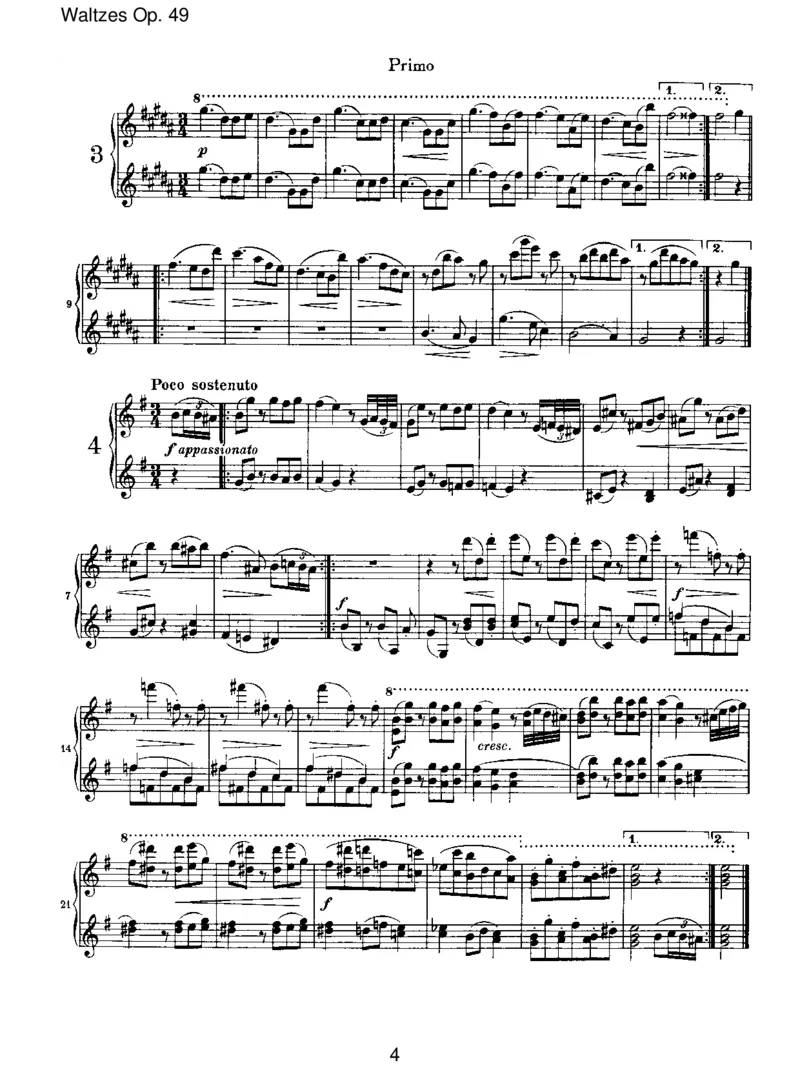 WaltzesOp.39_一万首著名钢琴曲谱哈农贝多芬合集视频教学电子版高清无水印可打印_1古典钢琴知名音乐家谱_勃拉姆斯钢琴谱全集_VI.PianoWorksforFourHands