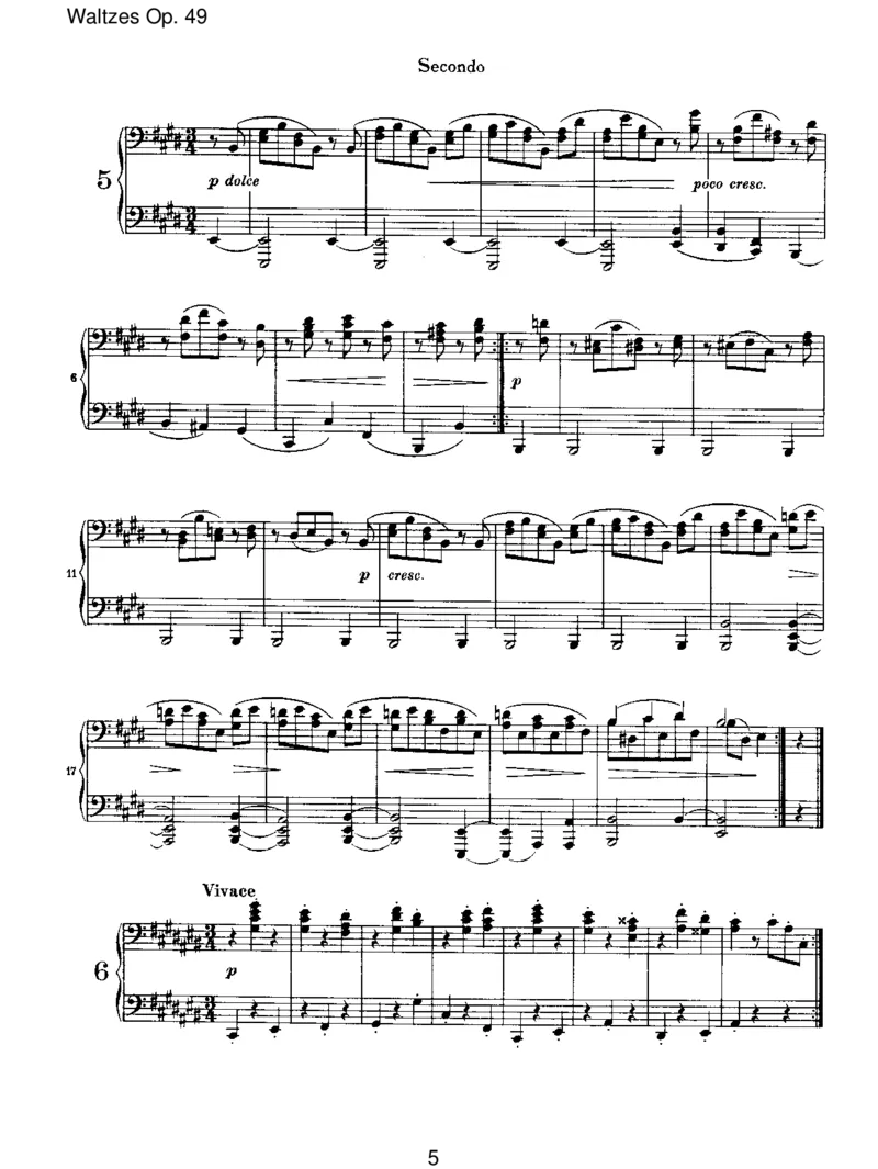WaltzesOp.39_一万首著名钢琴曲谱哈农贝多芬合集视频教学电子版高清无水印可打印_1古典钢琴知名音乐家谱_勃拉姆斯钢琴谱全集_VI.PianoWorksforFourHands