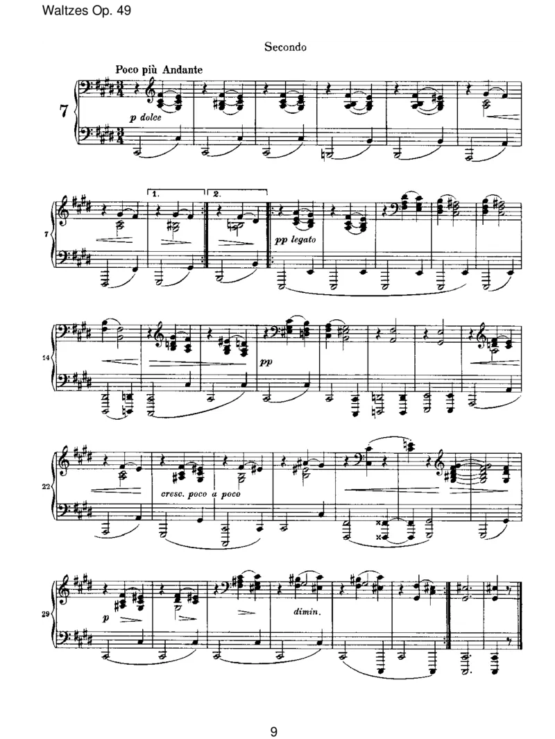 WaltzesOp.39_一万首著名钢琴曲谱哈农贝多芬合集视频教学电子版高清无水印可打印_1古典钢琴知名音乐家谱_勃拉姆斯钢琴谱全集_VI.PianoWorksforFourHands
