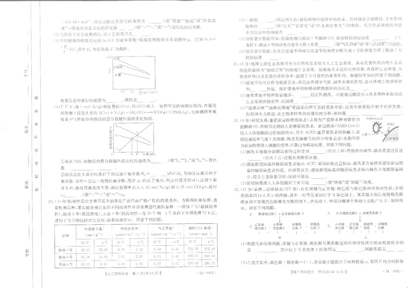 理综_2024年5月_01按日期_1号_2024届陕西金太阳(24-441C)商洛市高三第五次模拟检测_2024届陕西省商洛市高三下学期第五次模拟检测理综试题