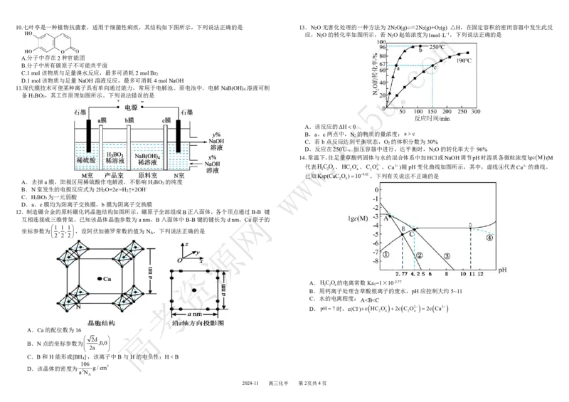 四川省成都市树德中学2024-2025学年高三上学期期中考试化学试题扫描版含答案_2024-2025高三（6-6月题库）_2024年11月试卷_1109四川省成都市树德中学2024-2025学年高三上学期期中考试