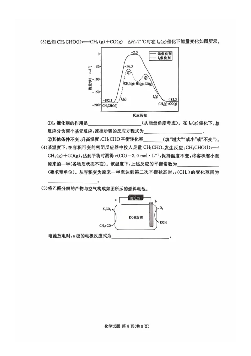 化学试卷_2024-2025高三（6-6月题库）_2024年12月试卷_1201湖南省炎德英才名校联考联合体2024-2025学年高三上学期第四次联考（全科）