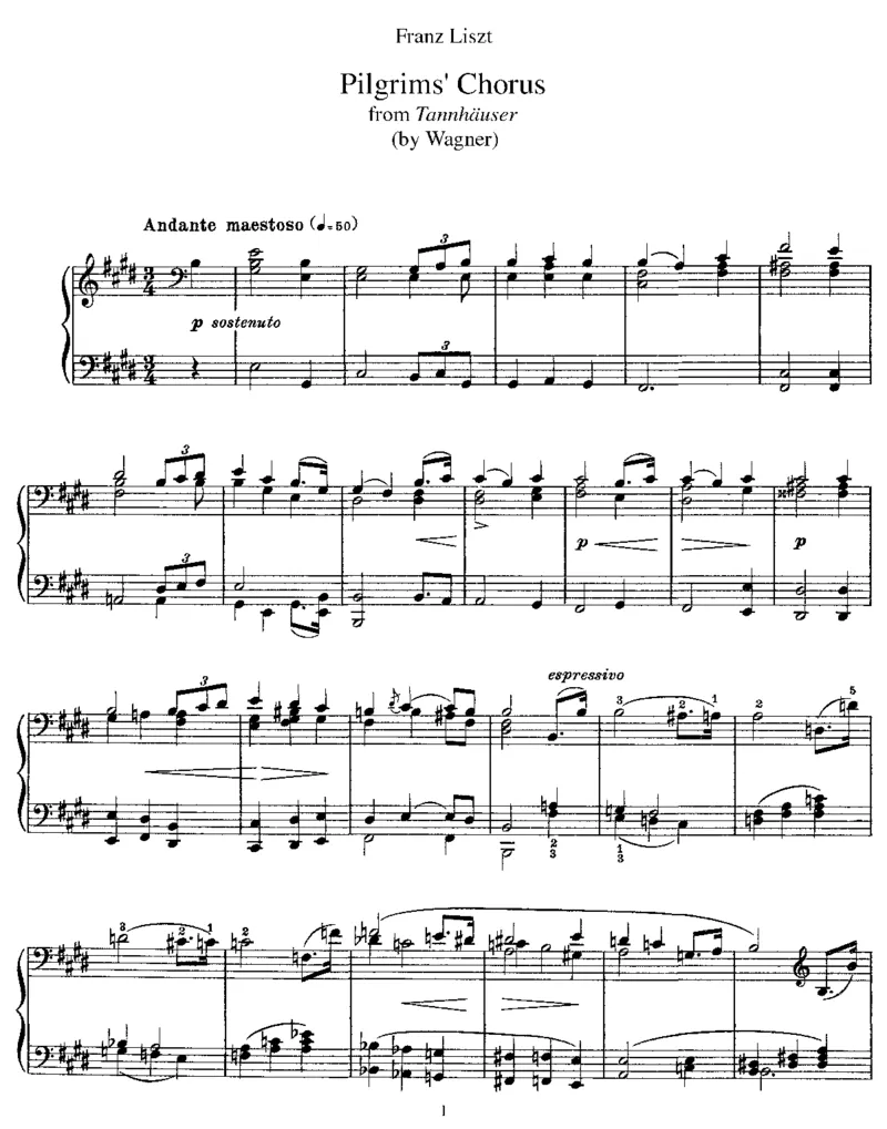 Pilgrim'sChorus(Wagner)_一万首著名钢琴曲谱哈农贝多芬合集视频教学电子版高清无水印可打印_1古典钢琴知名音乐家谱_李斯特钢琴谱全集_改编瓦格纳