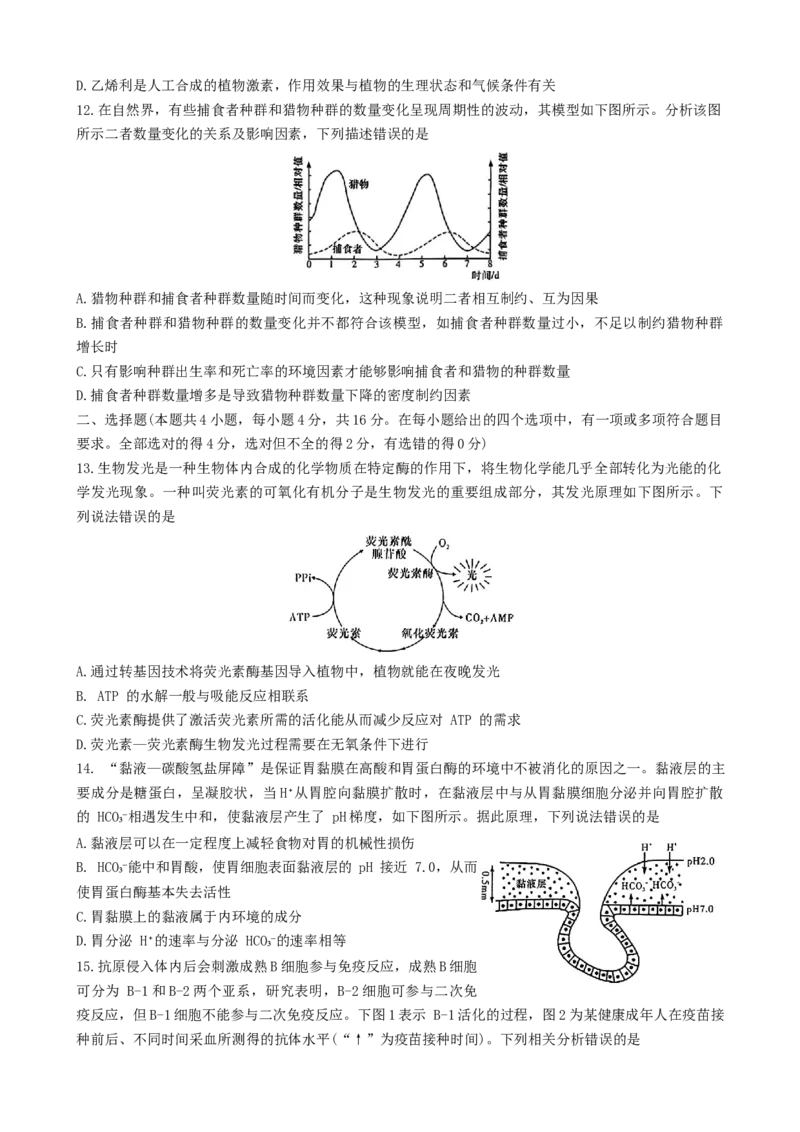 湖南省名校联盟2024-2025学年高二上学期12月检测生物试题_2024-2025高二（7-7月题库）_2025年01月试卷_0101湖南省名校联盟2024-2025学年高二上学期12月联考