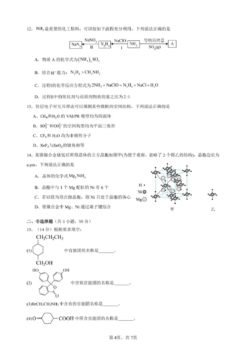 安徽省合肥市普通高中六校联盟2024-2025学年高二下学期4月期中考试化学PDF版含答案_2024-2025高二（7-7月题库）_2025年05月试卷