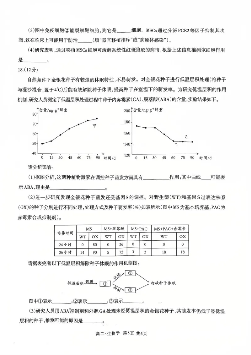 泸州市高2024级高二年级上学期质量监测试题生物_2024-2025高二（7-7月题库）_2026年1月高二_260131四川省泸州市2025-2026学年高二上学期质量监测试题（全）