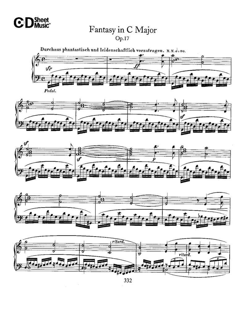 Schumann-FantasyinCMajor,Op.17_一万首著名钢琴曲谱哈农贝多芬合集视频教学电子版高清无水印可打印_1古典钢琴知名音乐家谱_舒曼钢琴谱全集_WORKS